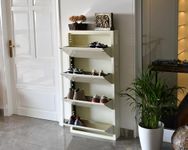 EQUAL 4 Shelf X Shoe Rack for Home | Premium Mild Steel Shoe Cabinet for Home Holds Upto 8-12 Pairs of Shoes | 3 Years Limited Warranty | 4 Shelf - Glossy Ivory