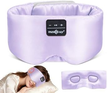 MUSICOZY 3D Silk Bluetooth Sleep Mask Headphones, Mulberry Silk Eye Mask with Ultra-Thin Wireless Speakers, Bluetooth 5.4 Sleeping Headphones for Side Sleepers, Music Sleep Mask Gifts for Men Women