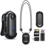 BOBLOV W4 2K Mini Body Camera, Wearable 64GB Camera with 360°Rotatable Clip & Magnetic Clip, 120 Minutes for recording, Easy to Use and Take for Lecture, Traveling, Pet Walking and Outdoors Activities