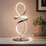 MAYNA Modern Table Lamp, LED Spiral Lamp, Stepless Dimmable Bedside Lamp, Contemporary Nightstand Lamp, Chrome Desk Lamp for Bedroom Living Room Home Office, 12W, 3000K Warm White