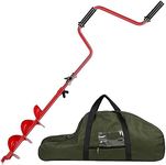 Therwen 6 Inches Fishing Ice Hand Auger with Bag Adjustable Manual Fishing Ice Auger with Dual Flat Blades