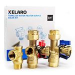 Tankless Water Heater Service Isolation Valve Kit (3/4 Inch NPT Threaded) Lead Free by Kelaro