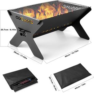 Odoland Portable Camping Fire Pit – Foldable Outdoor Fire Bowl