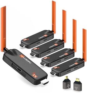 Wireless HDMI Transmitter and 4 Receivers, Support Up to 6 Receivers, 5.8G WELUSOPU HDMI Wireless Extender Casting Content for PC Laptop Camera Cable Box to Multiple TVs Monitors Projectors -165FT