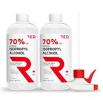 Isopropyl Rubbing Alcohol 70%, 500 mL - Pharmaceutical Grade, Surface & Screen Cleaner - 2 Bottles + Free Trigger Spray