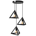 Modern Black Chandelier 3-Bulb Triangle-Shaped Ceiling Hanging Light Fixture for Living Room Bedroom Dining Room Decor - Sleek and Stylish Lighting Solution with Adjustable Cord Lengths