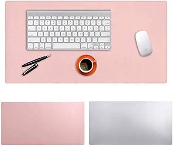 Mouse Pad, Amazer-T Office Desk Mat Blotter,Upgraded PU Leather Desk Protector Cover Large Mouse Pad, Waterproof Writing Mat for Office/Home/Computer,Dual Use (Pink & Silver,80cm*40cm, 35" x 18")