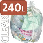 Alina 25 x 240L Polythene Clear Heavy-Duty Wheeled Bin Liner/Wheelie Refuse Bag/ENSA Compactor Sack/Heavyweight 240 Litre Clear Plastic Garbage Bag (25 sacks)