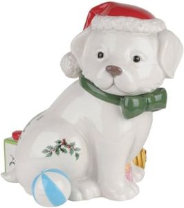 Spode Christmas Tree Figural Puppy Cookie Jar - 10" Earthenware Christmas Cookie Jar with Lid - Whimsical Holiday Treat Jar, Candy Jar for Kitchen Counter, Festive Kitchen Decor, Seasonal Gift