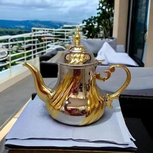 Tetera de te marroqui hecha en Acero Inoxidable Decorada con Filtro Integrado y asa Auténtica Tradicional Modelo Grabado con Diseño Clásico Arabe 1200ml