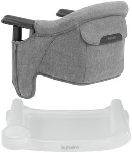 Inglesina Fast Table Chair - Stone Gray Melange + Fast Dining Tray - Portable Baby High Chair - for Babies & Toddlers up to 37 lbs - Fits Tables 0.8'' to 3.5'' Thick - Compact - Travel Bag Included