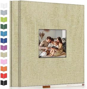 Artfeel Photo Album Self Adhesive Scrapbook Album for 3x5 4x6 5x7 8x10 Pictures,60 Pages Linen Cover with Display Window DIY Photo Book,Ideal Gifts for Family Travel Wedding Baby