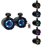 Rockville Pair WB65KLED 6.5" 600w Black Marine Wakeboard LED Tower Speakers + Remote