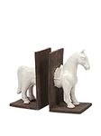 Set of 2 White Horse Bookends