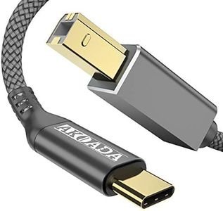 Cable USB C a impresora de 15 pies, AkoaDa USB C a USB B macho escáner cable compatible con DIMI, Google Chromebook Pixel, MacBook Pro, impresoras HP Canon, iPad Pro y más dispositivos tipo-C (gris)