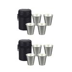 QYCX Shot Glasses Set 8 Pcs Shot Glasses Shot Glass Portable Stainless Steel Shot Glasses with Case 70ml(2.3oz) Drinking Vessel Drinking Mug Drinking Tumbler Camping Shot Glass Gift for Travel Outdoor