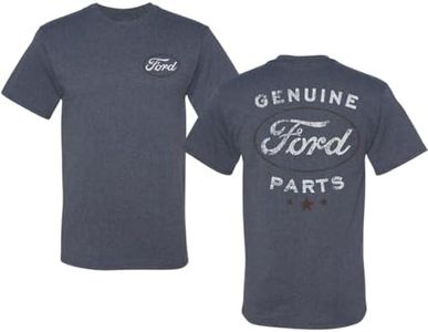 Wild Bobby Genuine Ford Parts Vintage Distressed Cars and Trucks Mens Graphic Tees Front and Back T Shirt Printed Graphic Tees for Men, Vintage Heather Blue, 5X-Large