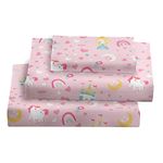 Viviland Kids Twin Sheet Set - Girls Blush Pink Twin Sheet Set - Kids Toddlers Twin Microfiber Single Fitted Sheets - Girls Sheet Unicorn Princess Rainbow Printed