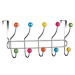 Premier Housewares Over Door Hooks Multi Color Plastic Over The Door Hanger / Hangers For Bedroom 10 Chrome Finish Hook Back Of The Door Coat Hanger 40 x 12.5 x 17.5