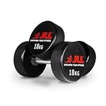 JLL Anti Rip Rubber Dumbbells, Water Resistant PU Dumbbells, Fix Weight Fitneess,4-37KG Pairs for Gym Training(2x18kg)