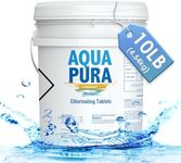 Aqua Pura Chlorine Tablets for Swimming Pool,3" Pool Supplies, Individually Wrapped Stabilized Chlorine Tablets, Long-Lasting, Slow Dissolve,Kill Bacteria,UV Protected,90% Available Chlorine,10 LB