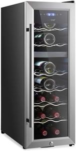 NutriChef PKCWCDS184 Wine Refrigerator Cellar, 18 Storage and 58.2 Liters Internal Capacity, Single Zone Chiller with Digital Touch Button Control, Placement for Standing Bottles and Air Tight Seal