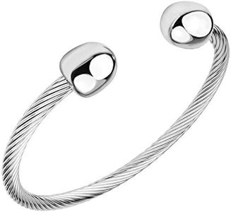 555Jewelry Adjustable Stainless Steel Twisted Wire Open Cuff Bangle Cable Bracelet, Flexible Designer Inspired Bracelet, Twisted Cable Bracelets for Women & Men, Silver