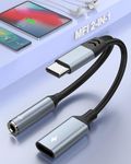 2 in 1 USB C to 3.5mm Jack Headphone Charger Adapter, USB Type C to 3.5mm Aux Audio Charger Adapter Splitter with PD 60W Fast Charging Compatible with iPhone 15 Series/Samsung S24 S23 S22/iPad/Huawei