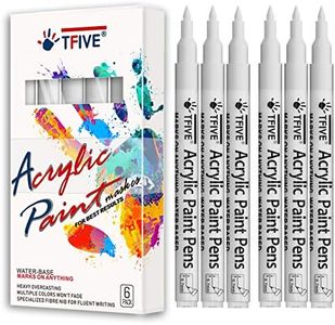White Marker Paint Pens - 6 Pack Acrylic White Permanent Marker, 0.7mm Extra Fine Tip Paint Pen for Art projects, Drawing, Rock Painting, Stone, Ceramic, Glass, Wood, Plastic, Metal, Canvas DIY Crafts