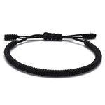 LUCKY BUDDHIST Handmade Bracelet + Buddhist Gift! Tibetan Good Luck String Armband. for Women, Men, Teens. Adjustable Size! Friendship Present. Handcrafted Rope Woven Chakra Wristband | Black