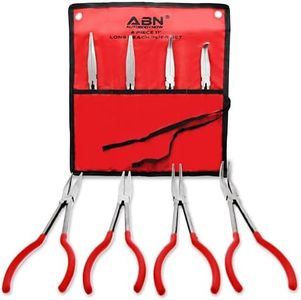 ABN Long Reach 11in Plier 4-Piece Set – 90-Degree Angle, 45-Degree Angle, Straight Needle Nose, and Duckbill Pliers