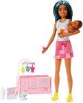 Barbie Doll and Accessories, Crib Playset with Skipper Friend Doll, Baby Doll with Sleepy Eyes, Furniture and Themed Accessories