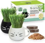 The Cat Ladies Cat Grass Growing Kit with Organic Cat Grass Seed Mix, Soil and Two Cat Grass Planters. Perfect Cat Gifts for Indoor Cats