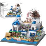 APOSTROPHE Games Santorini Building Bock Set - 1372 Pieces - Model Building Blocks for Adults and Kids - Greece's Island Architecture Kit Famous Landmark Series