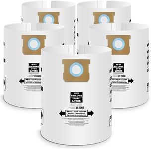 5 Pack Vacuum Bags Replacement for Shop Vac Bags 15-22 Gallon Type G 90663 9066300 Type J 90673 9067300 and VF2008, PETOX High-Efficiency Disposable Vaccum Collection Filter Bags