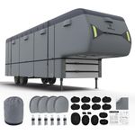 RVMasking 5th Wheel RV Cover, 37'1"-40' Heavy Duty 7 Layers Top Fifth Wheel Cover with 4 Tire Covers, Windproof Rip-Stop Anti-UV Trailer Cover, Dark Gray