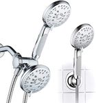 AquaSpa High Pressure 48-mode Luxury 3-way Combo – Dual Rain & Handheld Shower Head – Extra Long 6 Foot Stainless Steel Hose – Anti Slip Grip – All Chrome Finish – Top US Brand – Extra Wall Bracket