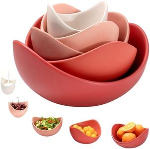 Notakia Salad Decorative Bowls Lotus Shaped Pasta Bowls Dishwasher, Unique Angled Ceramic Bowls for Salad, Pasta, Soup, Rice, Prep, Ideal for Restaurant (Orange)
