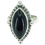 Navya Craft Black Onyx Marquise 925 Sterling Silver Handmade Statement Women Ring Anniversary Wedding Marriage Gift Wife her Girl Friend Mother Sister Daughter best friend Jewelry boho christmas thanksgiving good friday Semi Precious stone