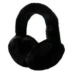 SUNBORRY Women's Foldable Ear Muffs, Faux Fur Adjustable Earmuffs for Winter (Black)