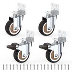 HOLKIE Side Mount Casters Wheels 2 Inch with Heavy Duty Thickened L-Shaped Plate Double Ball Bearing Swivel Casters Set of 4 Holding 250 LBS Ideal Wheels for Furniture,Plant Stands,Cribs,Coffe Tables