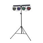 DragonX 4 Bar LED DJ Mobile Stage Lighting Packages RGB Portable Par Can Kit Spotlight with Stand Sound Activated Flex Wash Light Party System Gig Bars 108W Stage Lights with Stand DJ Light Stand