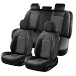 Coverado Front and Back Seat Covers Full Set, 5 Seats Universal Seat Covers for Cars, Breathable Leather Car Seat Cushions, Auto Seat Protectors Universal Fit for Most Sedans SUV Pick-up Truck, Black