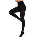 Hiltzo Women's Tights 80D Semi Opaque Soft Solid Color Footed Pantyhose Black-Large-X-Large