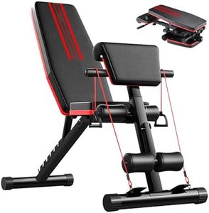Adjustable Weight Bench, Foldable Full Body Exercise Workout Bench 150KG Capacity Utility Bench for Home Gym Full Body Fitness Training Benches with Elastic Ropes