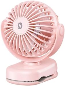 SWEETFULL Portable Clip on Fan - Mini Rechargeable Personal Fan with Strong Clamp, 3 Speeds, 11Hrs Cooling, Cute Small Desk Cooler for Stroller Bed Pet Carriers Umbrell Travel Outdoor - Pink