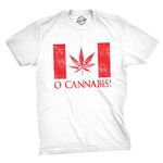 Mens O Cannabis Tshirt Funny Canada Marijuana Legalization Flag Tee Mens Funny T Shirts 420 T Shirt for Men Funny Canada T Shirt Novelty Tees for Men White L