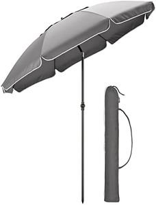 CHRISTOW Portable Beach Parasol Tilting Garden Sunshade Umbrella UV Resistant 2m (Grey)