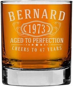 Personalized Etched 11oz Whiskey Glass - Custom Engraved Bourbon Gifts for Men Him - Customized Gifts for Boyfriend Husband - Customizable Groomsmen - Dad Birthday - Cocktail Rocks Glass, Bernard