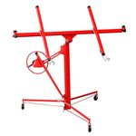 RUN.SE RUN.SE 11ft Drywall Panel Lift 150lb Weight Capacity Panel Hoist Jack Tool Drywall Rolling Version Jack Construction Roller Lockable Tool Panel Lift, Construction Caster Wheels Lockable, Red